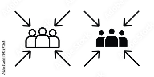 Assembly point icon. Line and glyph solid vector collection.