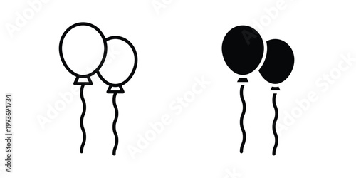 Balloons icon. Line and glyph solid vector collection.