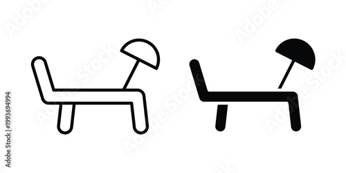 Beach chair icon. Line and glyph solid vector collection.