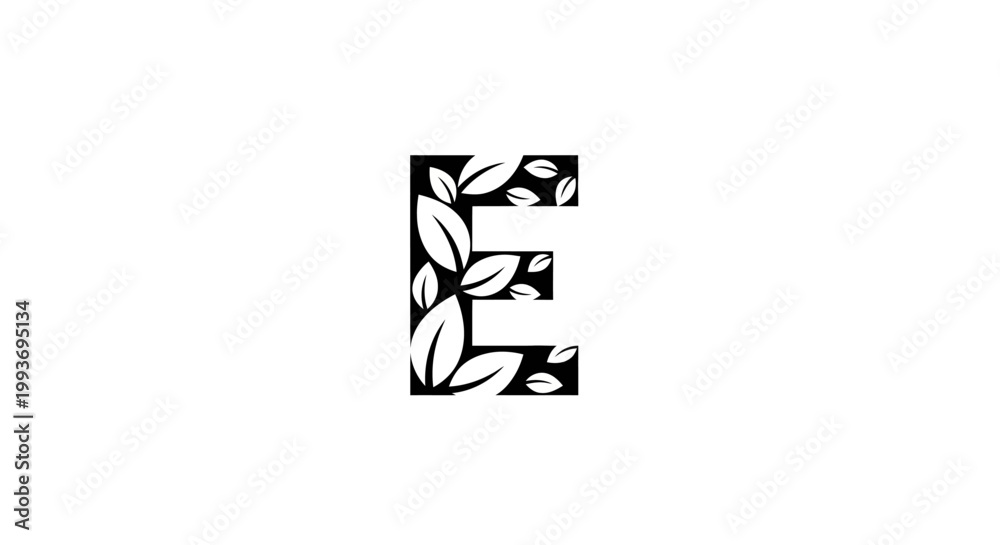 Obraz premium Large Letter E Floral Design Element.
