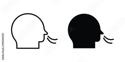 Breathing icon. Line and glyph solid vector collection.