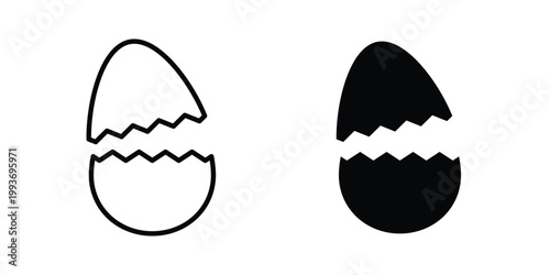 Broken egg icon. Line and glyph solid vector collection.