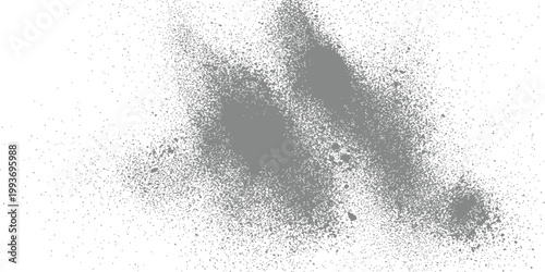 Abstract background featuring twin smoky grey particle clouds on a clean white surface for artistic layouts