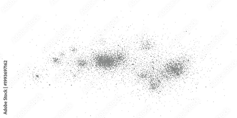Obraz premium Abstract clusters of gray dust and debris particles isolated on white background for creative design elements