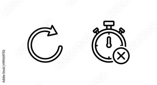 Session termination and session end icons with stopwatch termination stopwatch management workflow technology business strategy configuration protocol procedure operation instruction