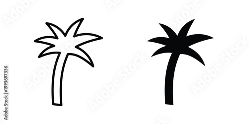 coconut tree icon. Line and glyph solid vector collection.