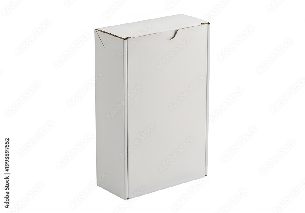 Naklejka premium Blank white rectangular box packaging mockup isolated on a transparent background for design.