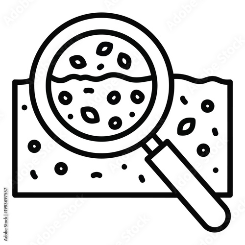 Magnifying glass on moldy cheese.