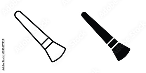 cosmetic brush icon. Line and glyph solid vector collection.