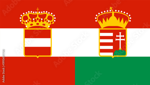 Austria Hungary Flag Historical Vector Illustration