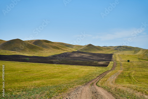 View of the Long Mountains Ridge. The beginning of the Ural mountains. Orenburg region. High quality photo