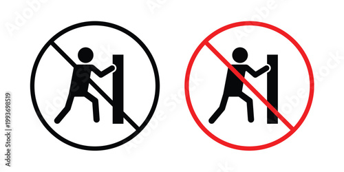 Do not push sign. Line and glyph solid vector collection.