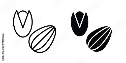 Dry fruit icon. Line and glyph solid vector collection.