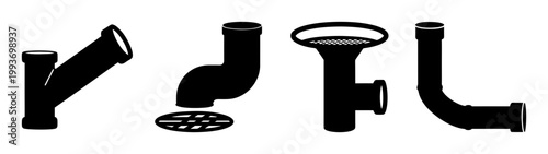 plumbing pipe fittings set flat design vector illustration