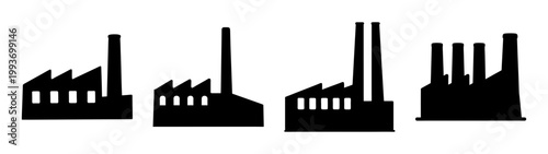 industrial factory complex with smokestacks flat design vector illustration