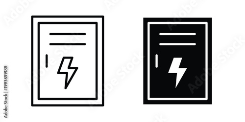 Electricity box icon. Line and glyph solid vector collection.