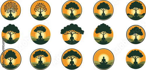 Celebrating international yoga day silhouettes of yoga poses at sunrise