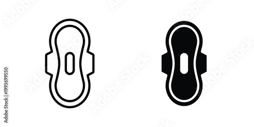 Feminine hygiene pad icon. Line and glyph solid vector collection.