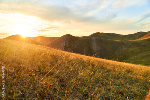View of the Long Mountains Ridge. The beginning of the Ural mountains. Orenburg region. High quality photo