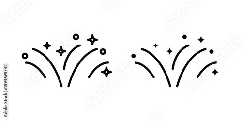 Fireworks icon. Line and glyph solid vector collection.