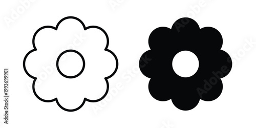 Flower icon. Line and glyph solid vector collection.