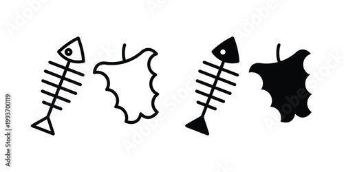 Food waste icon. Line and glyph solid vector collection.