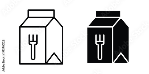 Food delivery paper bag icon. Line and glyph solid vector collection.