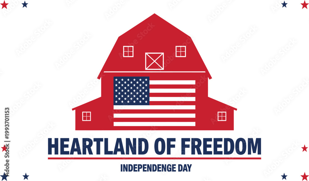 Fototapeta premium American barn icon, patriotic symbols, Independence Day logo, heartland freedom vector
