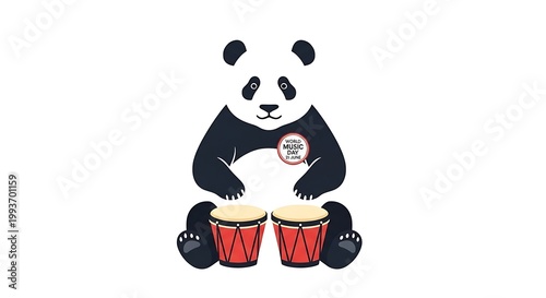 Panda playing bongo drums celebrates world music day with musical instruments and celebration
