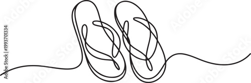 Flip flops continuous. one line Icon drawing