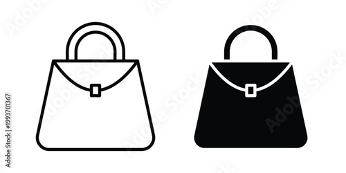 Hand bag icon. Line and glyph solid vector collection.
