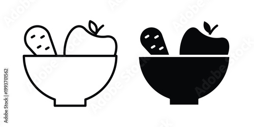 Healthy food icon. Line and glyph solid vector collection.