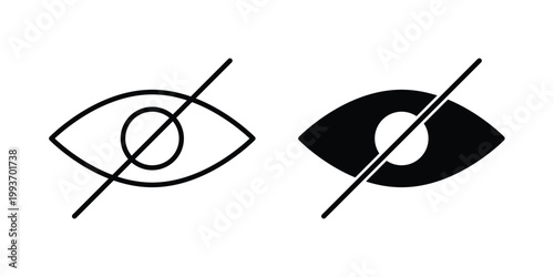 Hidden icon. Line and glyph solid vector collection.