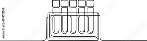 Continuous Line Blood Collection Tube Icon, Blood analysis, sampling set. Test tube rack, medical tests, medical supplies. one line Icon drawing
