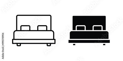 hotel room icon. Line and glyph solid vector collection.