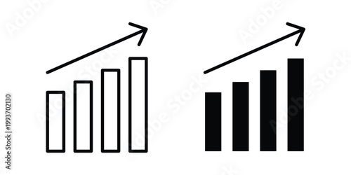 increment icon. Line and glyph solid vector collection.