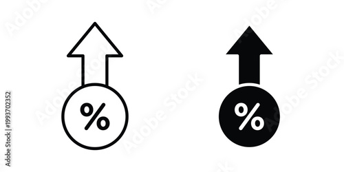 Interest growth icon. Line and glyph solid vector collection.
