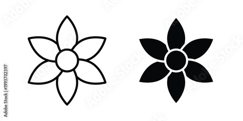 Jasmine icon. Line and glyph solid vector collection.