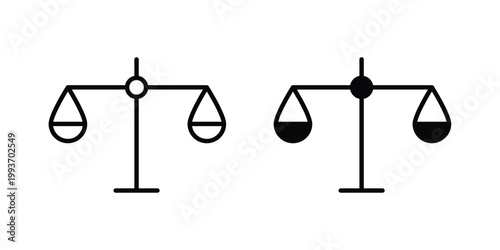 justice icon. Line and glyph solid vector collection.