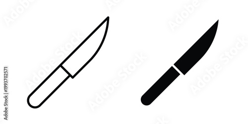 knife icon. Line and glyph solid vector collection.