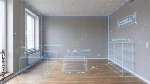 AI Scanning Empty Room for Smart Interior Planning and Layout Analysis