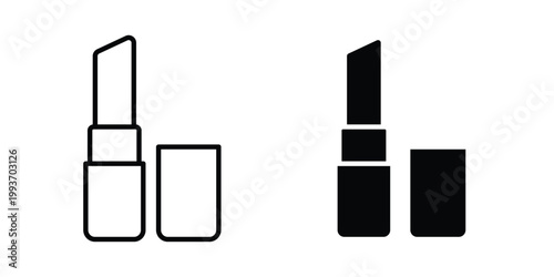 Lipstick icon. Line and glyph solid vector collection.