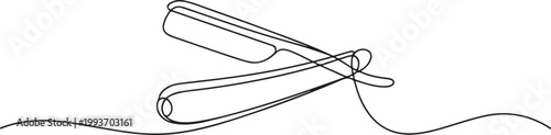 Razor blade in continuous one line art drawing minimalist style for barbershop and grooming design. one line Icon drawing