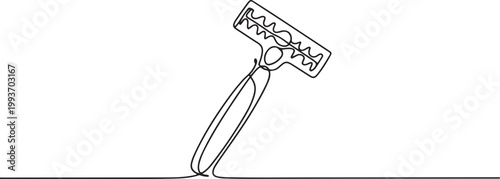 Razor blade in continuous one line art drawing minimalist style for barbershop and grooming design. one line Icon drawing