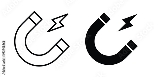 Magnet icon. Line and glyph solid vector collection.