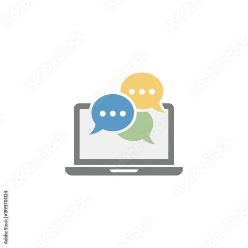 Chat and communication on laptop computer.