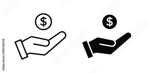 money saving icon. Line and glyph solid vector collection.