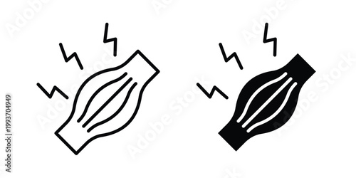 Muscle pain icon. Line and glyph solid vector collection.