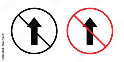 No entry sign. Line and glyph solid vector collection.