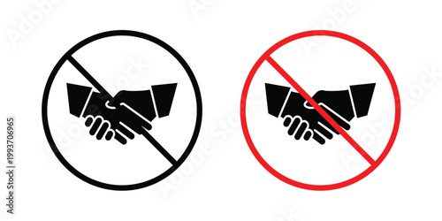 No handshake sign. Line and glyph solid vector collection.